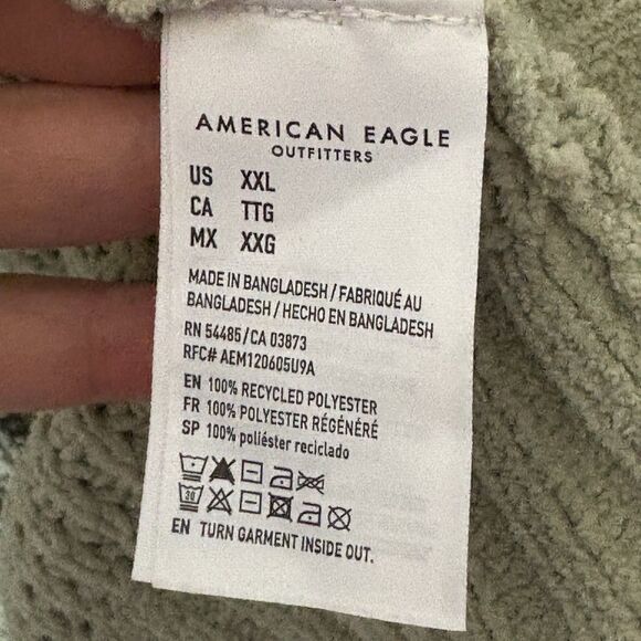 AMERICAN EAGLE Slouchy Chenille Cardigan Sweater XXL Cozy Oversized Sage Green - Picture 9 of 11
